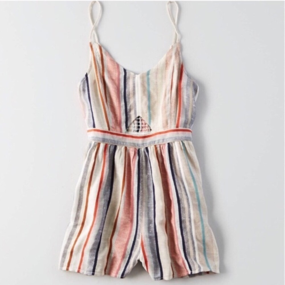 AEO Keyhole front stripe romper